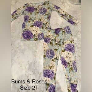 Bums & Roses Purple Hydrangea Pajama Top and Bottom